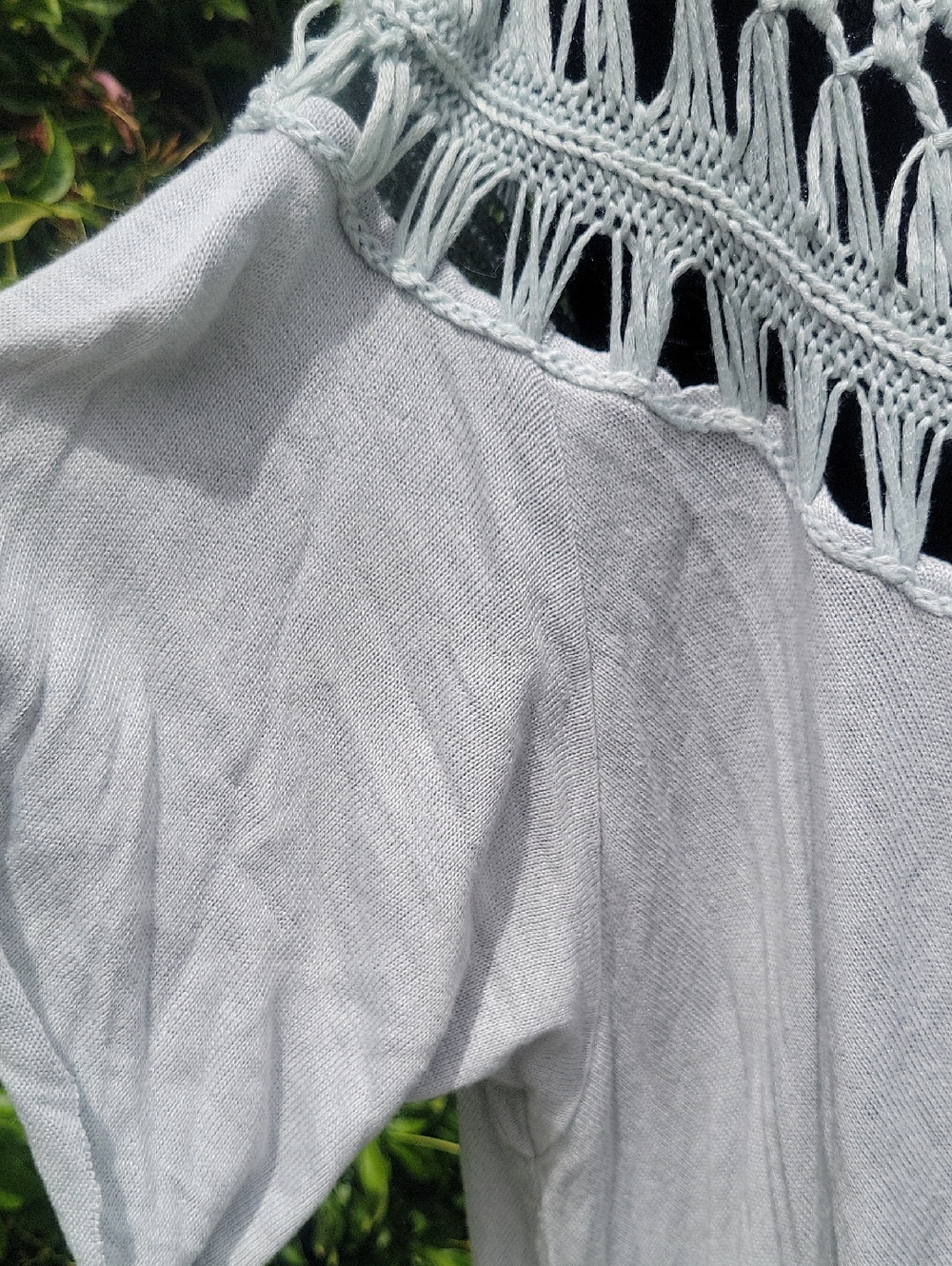 We The Free Collette Tee Crochet Yoke Short Sleeve Flowy Crop Top L - Picture 6 of 13